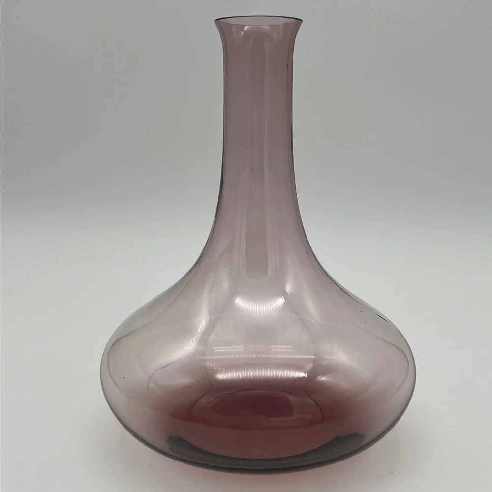 Vintage MCM Amethyst Hand Blown Art Glass Vase Carafe Decanter Ombré 8.5”